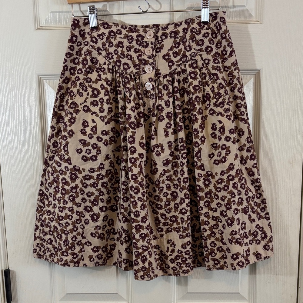 Marc By Marc Jacobs Leopard Print A-Line Skirt - Brown and Cream